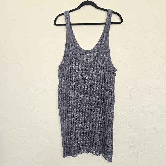 Free People Beach Loose Knit Blue Sweater Dress, L - Picture 9 of 12